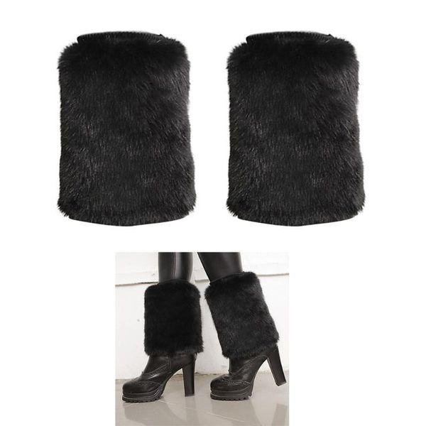 

ladies solid faux fur leg warmer winter boots shoes cuff sleeve er, Black;white