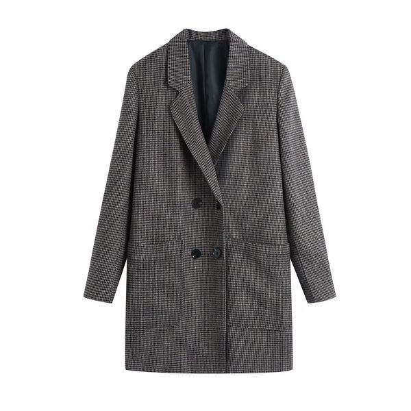 

2021 new 3140 autumn european american women's plaid loose manufacturer wholesale and direct selling coat women p1j9, Black;brown