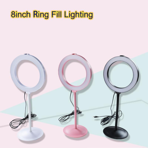 

8" led selfie ring light usb pgraphic lamp makeup fill lighting with deskstand for youtube live makeup1