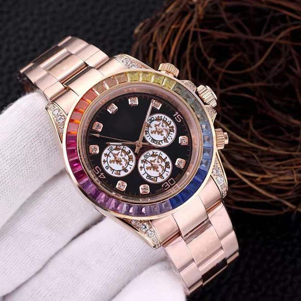 

fashion style mens watches 40mm dayttona series jewel men watches three dial plateimported mechas 116688 automatic movement men watches gift, Slivery;brown