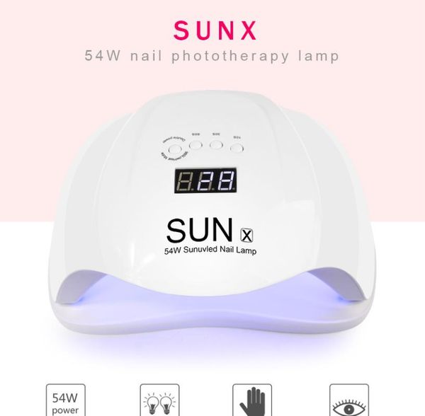 

nail dryers sun x led nails dryer 54w ice lamp manicure gel drying 10s/30s/60s/99s painless bake gum mode