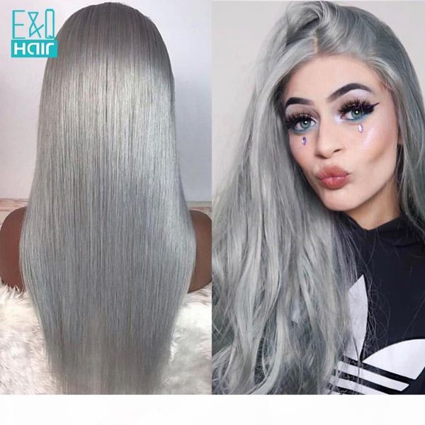 

grey human hair wigs straight part lace front human hair wigs for black women brazilian remy short bob lace closure wig 180%, Black;brown