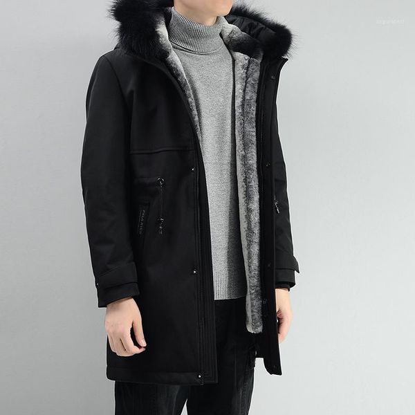 

mimi new 2020 down jacket in the men's long sent to overcome more collars white duck down jacket living in autumn and winter1, Black