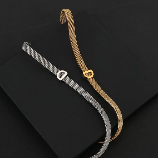 

chokers flashbuy trendy stainless steel chain d letter necklaces women minimalist choker necklace jewelry, Golden;silver