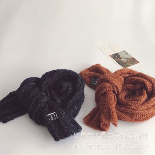 

children's letter ins mo solid same label scarf cover cute versatile soft baby wool neck j23g, Red;brown