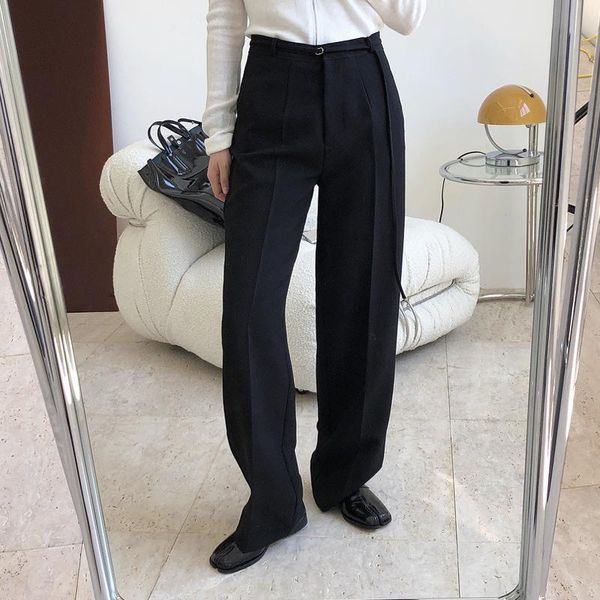 

autumn and winter women's pants casual solid color high waist loose pants, Black;white
