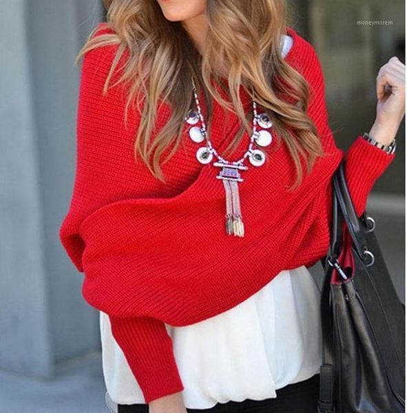 

women's sweaters autumn women clothes casual jumper v neck long sleeve off shoulder crop knit warm sweater1, White;black