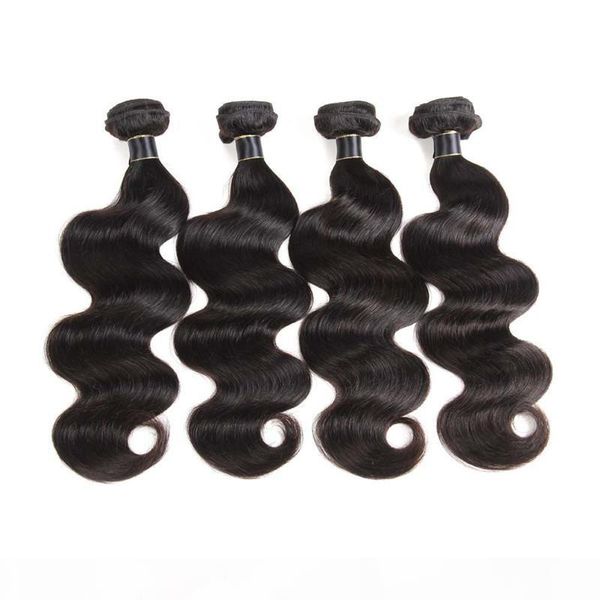 

unprocessed brazilian virgin human hair 3 4 bundles weaves body wave malaysian peruvian remy hair wefts wet and wavy, Black