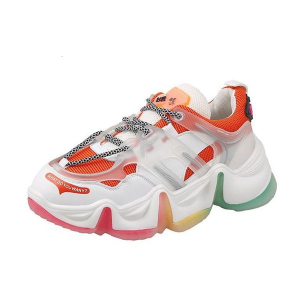 

2021 new robust shoes platform, women's knitted shoes, vulcanized, blue, orange, casual 22pr, Black;white