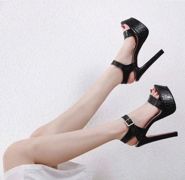 

2018 women shoes summer platform women sandals shoes sandale nightclub high heels 15cm sandals female model #iq06, Black