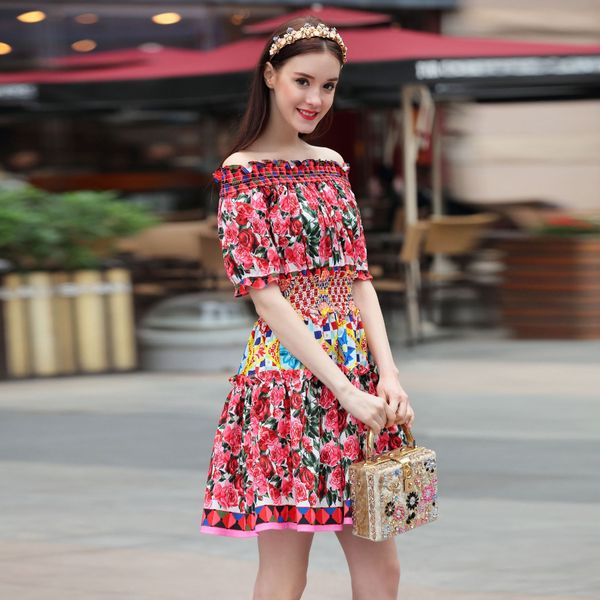 

wftu6 spring women's clothing and new fashion floral waist chinese dress for women spring summer women's fashion fashionshoulder c, Black;gray