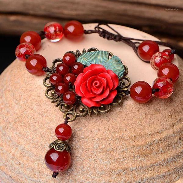 

fashion beaytiful women rose leaf bracelet red flower alloy design chain bracelet jewelry female gifts ladies retro bracelets1, Golden;silver