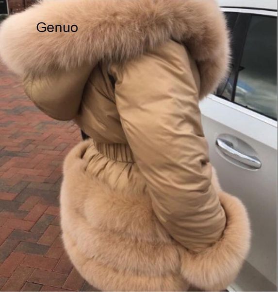 

women furry overcoat winter jacket faux fur collar white duck down abrigos mujer windproof hooded coat new outwear femme parka, Black