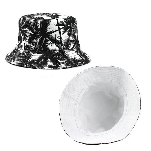 

flb] ведро крышка человек женщины унисекс хлопок банановая шляпа боб шапки хип-хоп кокосовые дерево спортивные летние женские пляжные кэпет, Black;white