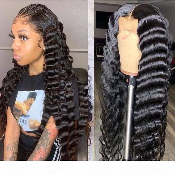 

celebrity wig lace front wigs deep wave natural color 10a grade virgin indian human hair full lace wigs for black wig ing, Black;brown