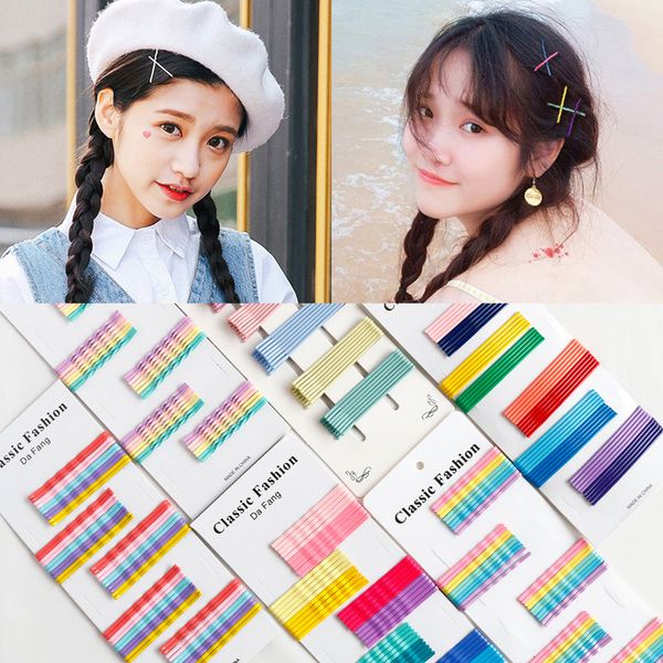 

japanese color barrettes word clip country candy color bang clip internet celebrity xuan ya headdress hairpin side clip girly and fashion de, Golden;white