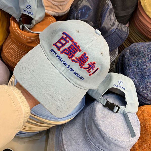 

spring new wash 2020 denim soft million dollar embroidery couple duck tongue baseball hat, Blue;gray