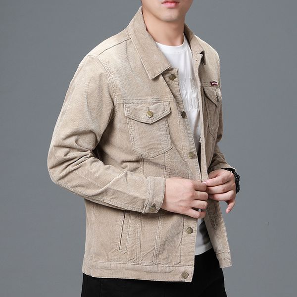 

autumn and winter corduroy elastic casual denim men's simple versatile work jacket, Black;brown