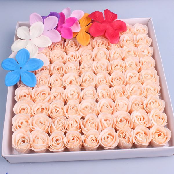 

81 pcs rose soap flower set 3 layers 16 solid colors heart-shaped rose soap flower romantic wedding party gift handmade petals diy decor