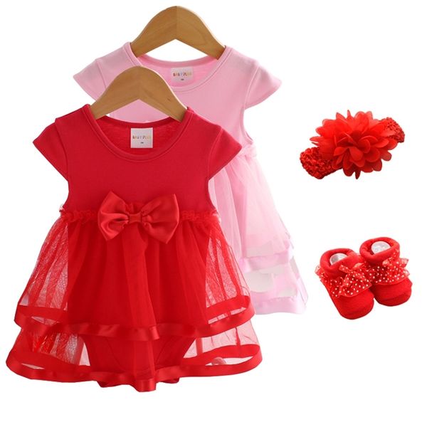 

newborn baby girl dresses&clothes 1 year old baby girl party dress summer socks+hairband baby girl dress 3 6 9 months lj201221, Red;yellow