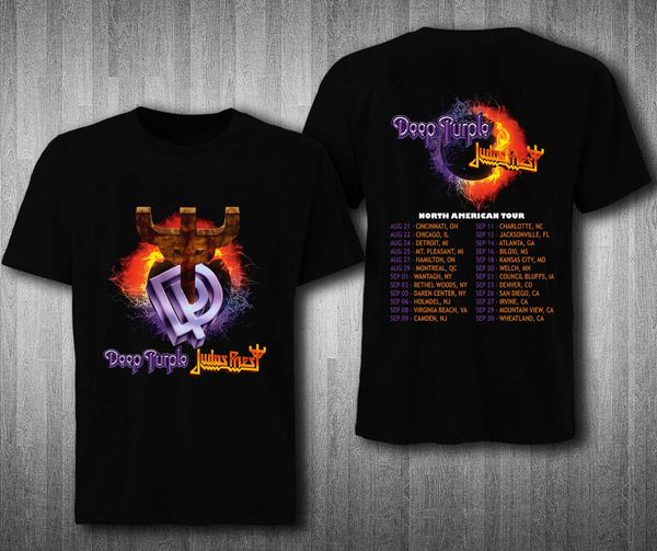 

judas priest & deep purple metal tour 2018 men's black t-shirt printed round men t shirt price tee sport hooded sweatshirt hoodie