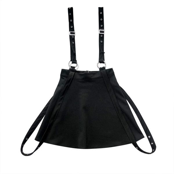 

2019 new black gothic skirt woman street handsome straps short high waist punk mini skirt