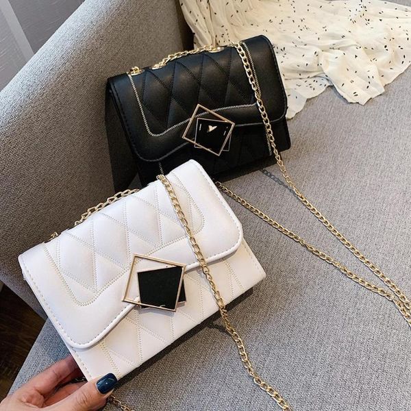 

щиток цепь кожа pu crossbody сумка для женщин 2020 малого плеча сумки специального замка дизайн повседневной женщина путешествие сумки