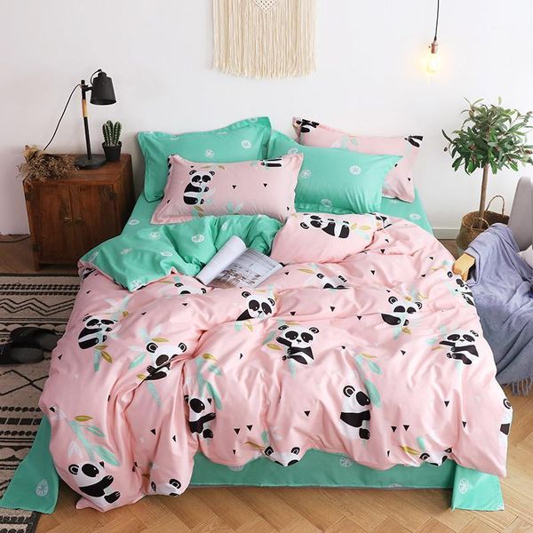 

panda pattern design duvet cover with pillowcase quilt cover sheets king size bedding set 4 pieces kids bedding single size1