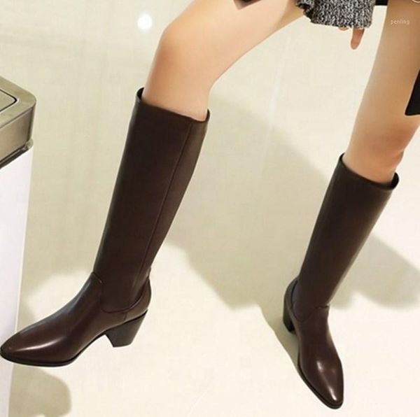 

solid color slip on round toe women knee high boots made in china women shoes customized big size 481, Black