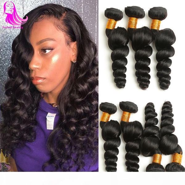 

malaysian virgin hair loose wave hair weave 3 4 bundles unprocessed loose deep wave beauty xbl hc wet & wavy human hairs wefts loosewave, Black