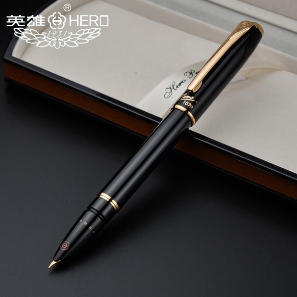 Penne stilografiche Hero autentiche 1079 penna ultrafine 0,38 mm studenti confezione regalo aziendale da ufficio nero rosa giallo blu spedizione gratuita T200115