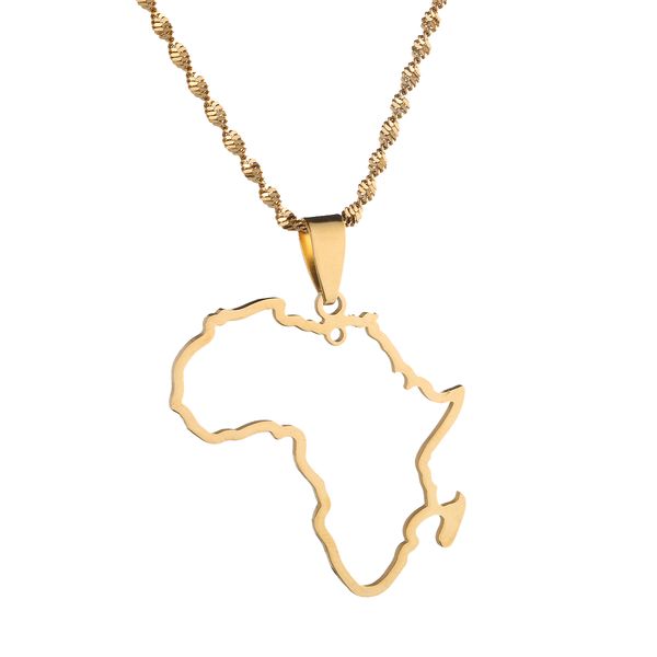 

africa map pendant african necklaces for women chain jewelry, Silver