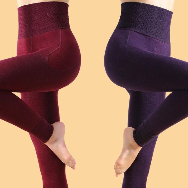 

12cm high waist winter thick women leggings keep warm pants casual slimming good elastic female warm velvet body shaper leggings, Black