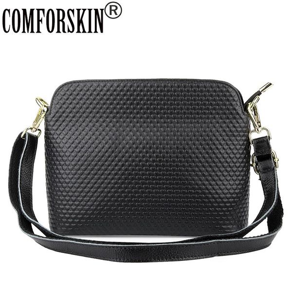

comforskin brand 100% cowhide leather heart pattern ladies messenger bag 2020 fashion geometric handbags bolsas feminina