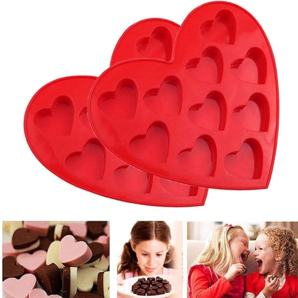 Mutfak Pişirme Moulds10 Hatta Silikon Pişirme Yemekleri Çikolata Kalıp Kalp Şekli İngilizce Mektuplar Aşk DIY Kek Kalıp KK66