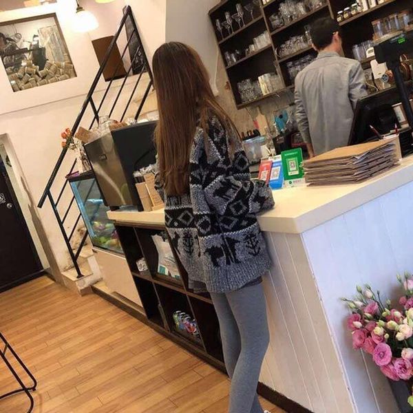 

new style jacket loose fashion korean version languid style, versatile in autumn and winter, extra thick cardigan sweater, White