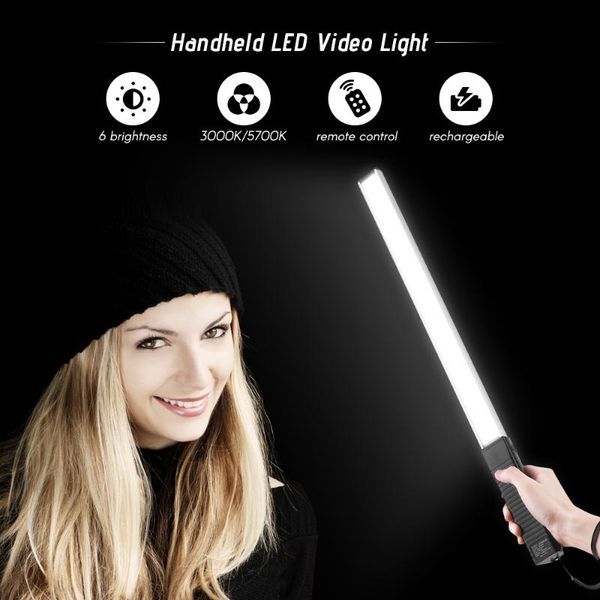 

andoer handhled led video light wand dimmable bi-color p studio pgraphy lighting led stick with remote control+carry bag