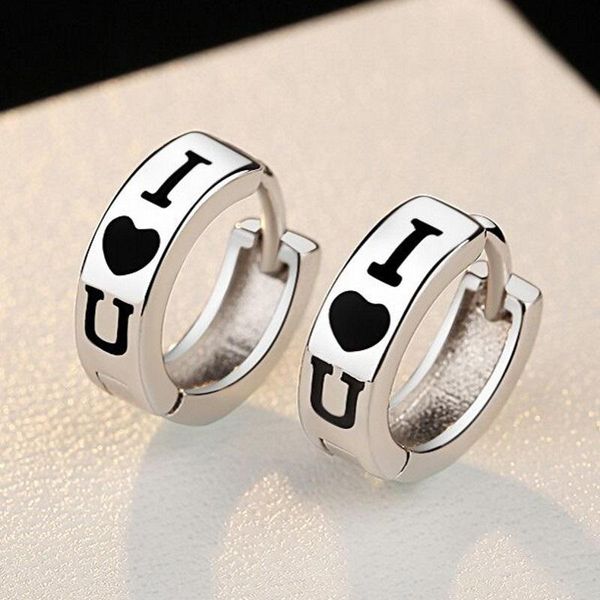 

charm 2021 fashion white black love heart hoop earrings for women ladies girls birthday party wedding gifts jewelry wholesale, Golden