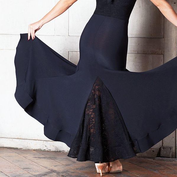 

2020 new foreign national standard dance hip lace big modern practice skirt1, Black;red