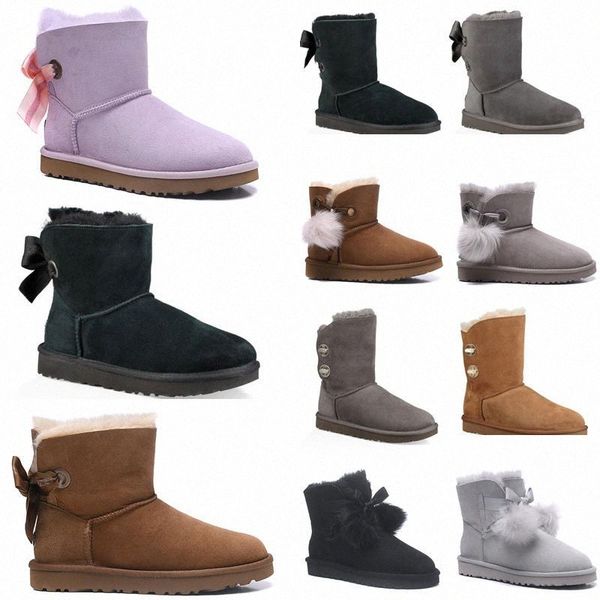 

new women snow boots fashion australia winter boot classic mini ankle short ladies girls womens uggs chestnut navy blu v3l7#, Black