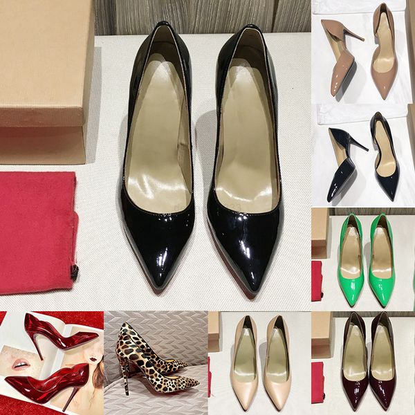

bottom heels red women dress shoes luxury designer high heel fashion womens round pointed toes patent leather suede pumps bottoms sneakers, Black