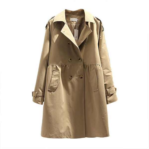 

2021 new spring autumn new women double breasted mid-long trench coat female slim street windbreaker business outerwear plus size 4xl ygj9, Black;brown