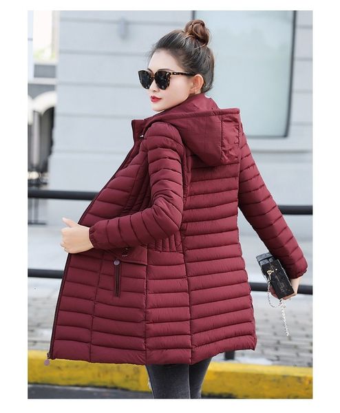 

2021 New Winter Warm Parkas Long Sleeve Coat with Hat Women Street Fashion Jacket Lightweghit Overcoats 9vdf, Black
