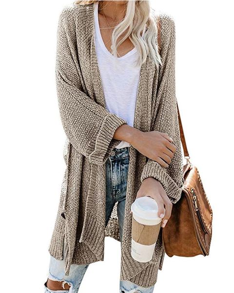 

unique nature women knit casual coat solid color cardigan sweater warm fashion female batwing long sleeve outerwear, White
