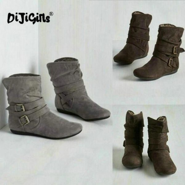 

boots women arrivals winter shoes thick plush snow flat non-slip mid-calf drop, Black