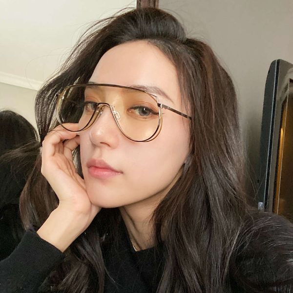 

personality one anti radiation glasses ins women's korean fashion eye protection flat lens anti ultraviolet men's sunglasses, White;black