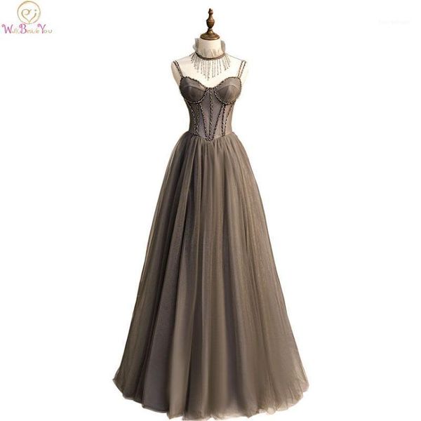 

party dresses evening gowns debut vintage prom summer gray elegant beading spagnetti strap sweetheart long transparant tulle a line1, White;black