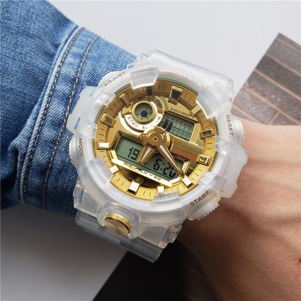 

men's quartz sports digital 700 waterproof watch solar pu with world time automatic hand raise light, Slivery;brown