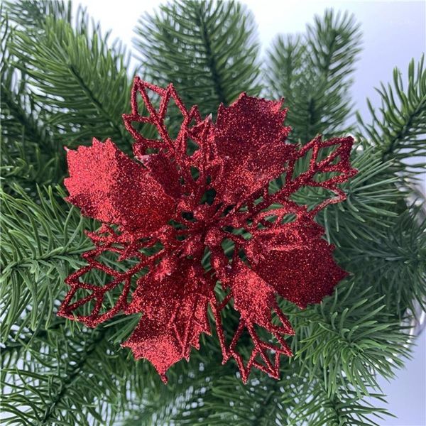

10pcs glitter flowers merry christmas ornaments christmas tree u90a1
