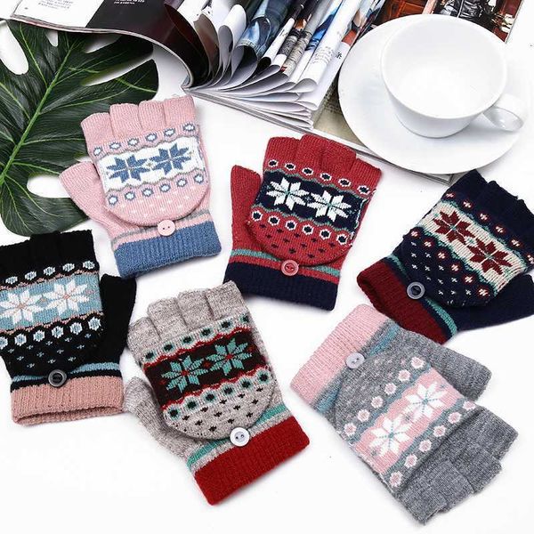 

gloves winter fingerless fashion 2020 multifunctional women new cute warm patchwork mittens gift for students girl frien